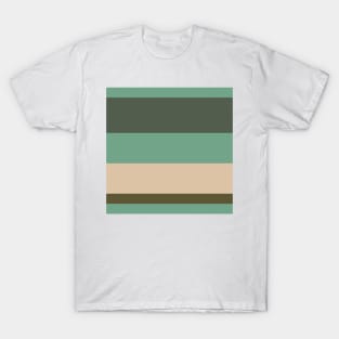 A lovely palette of Camo Green, Beige, Grey/Green, Oxley and Gunmetal stripes. T-Shirt